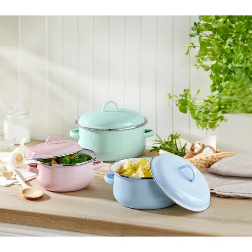 Emailletopf-Set Pastell, 6-teilig