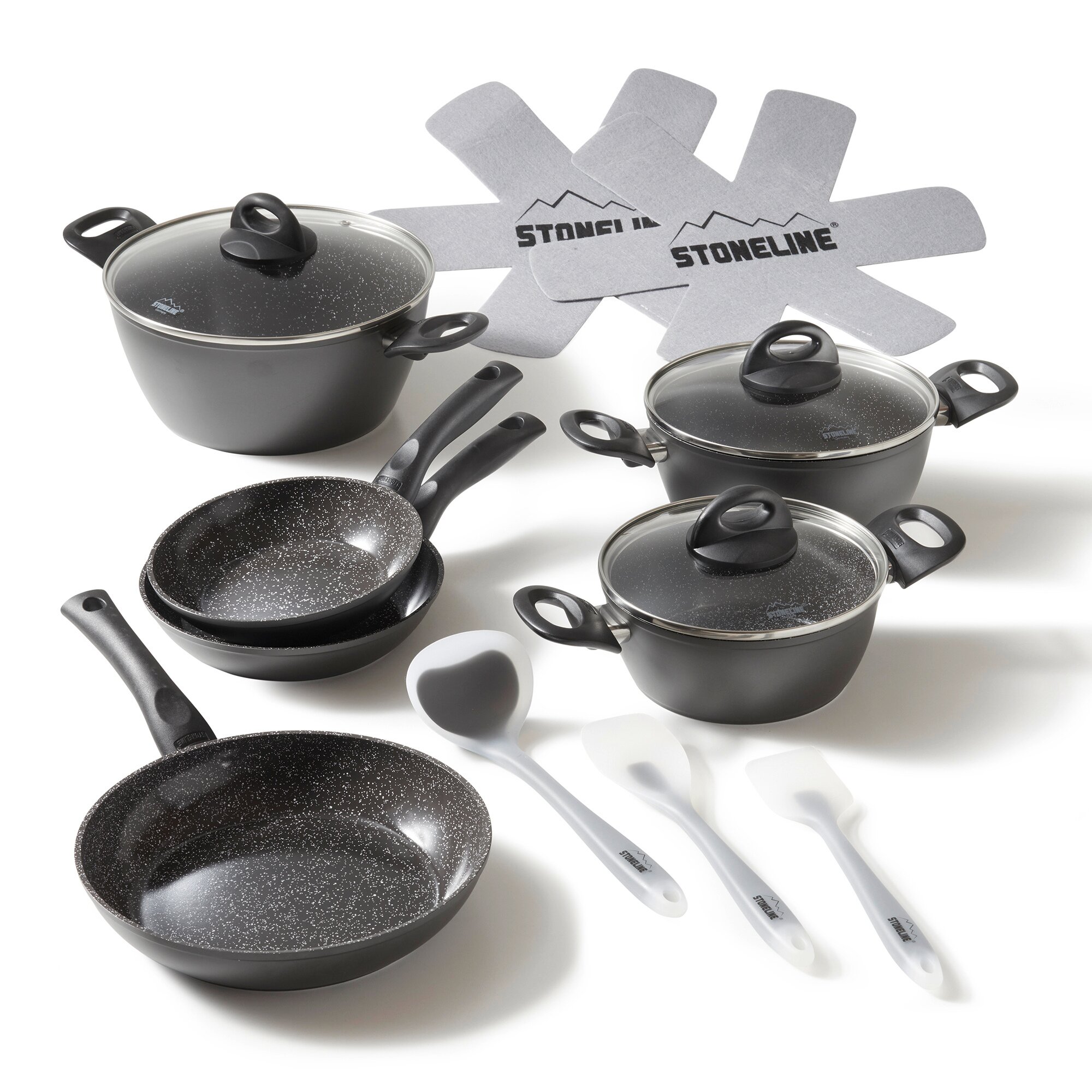 ® CERAMIC Keramik Kochgeschirr-Set 14-teilig mit Deckeln - Schwarz