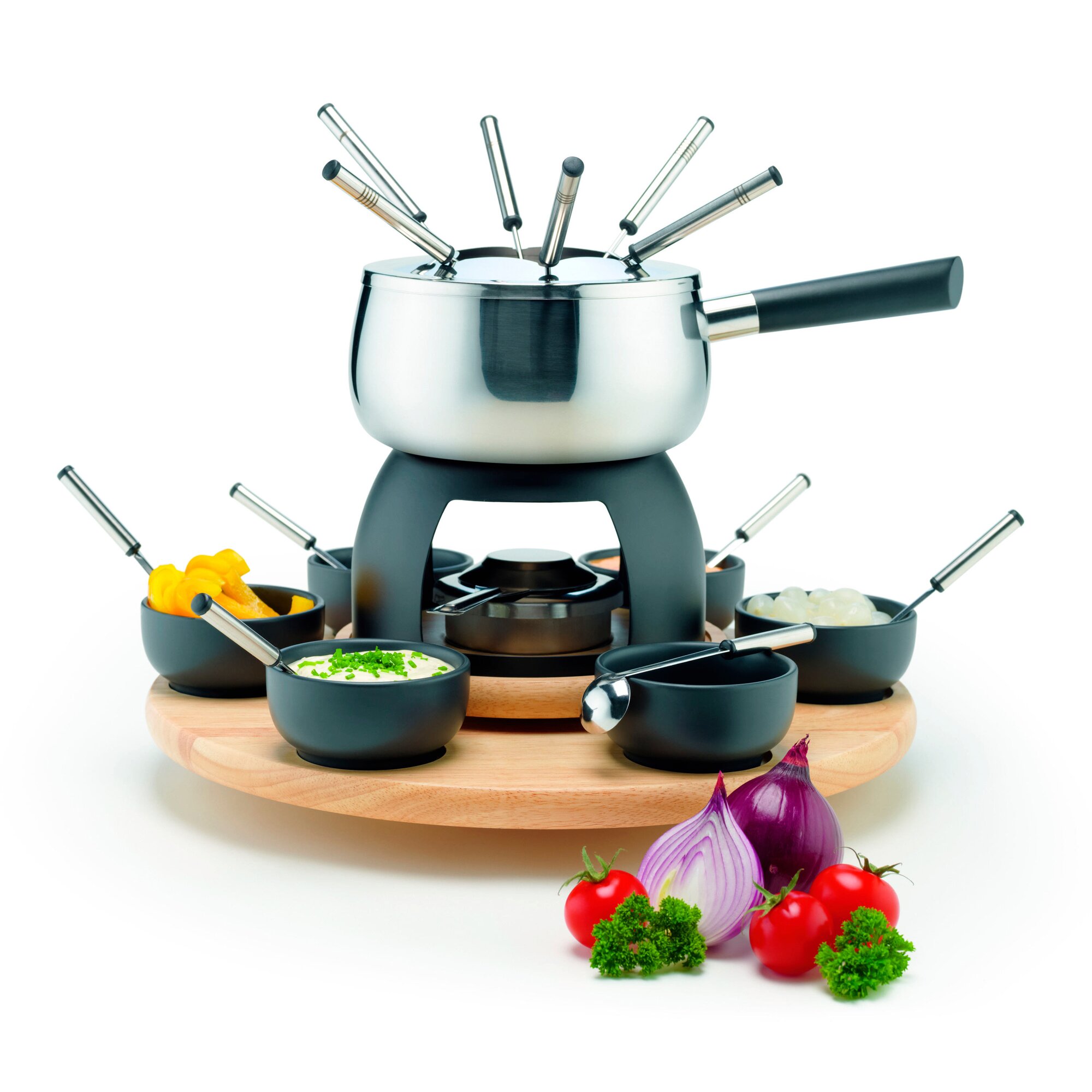 Mäser Fondueset, Edelstahl Fondueset mehrfarbig