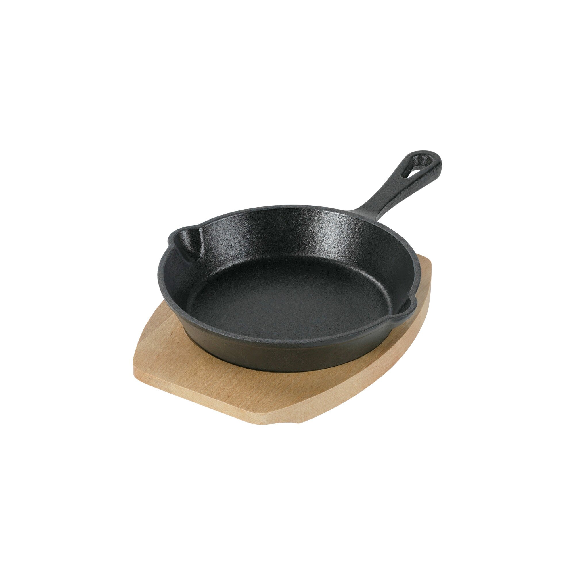 Gusseisenpfanne 15 cm, Emaille Bratpfanne mit Brett und Tuch