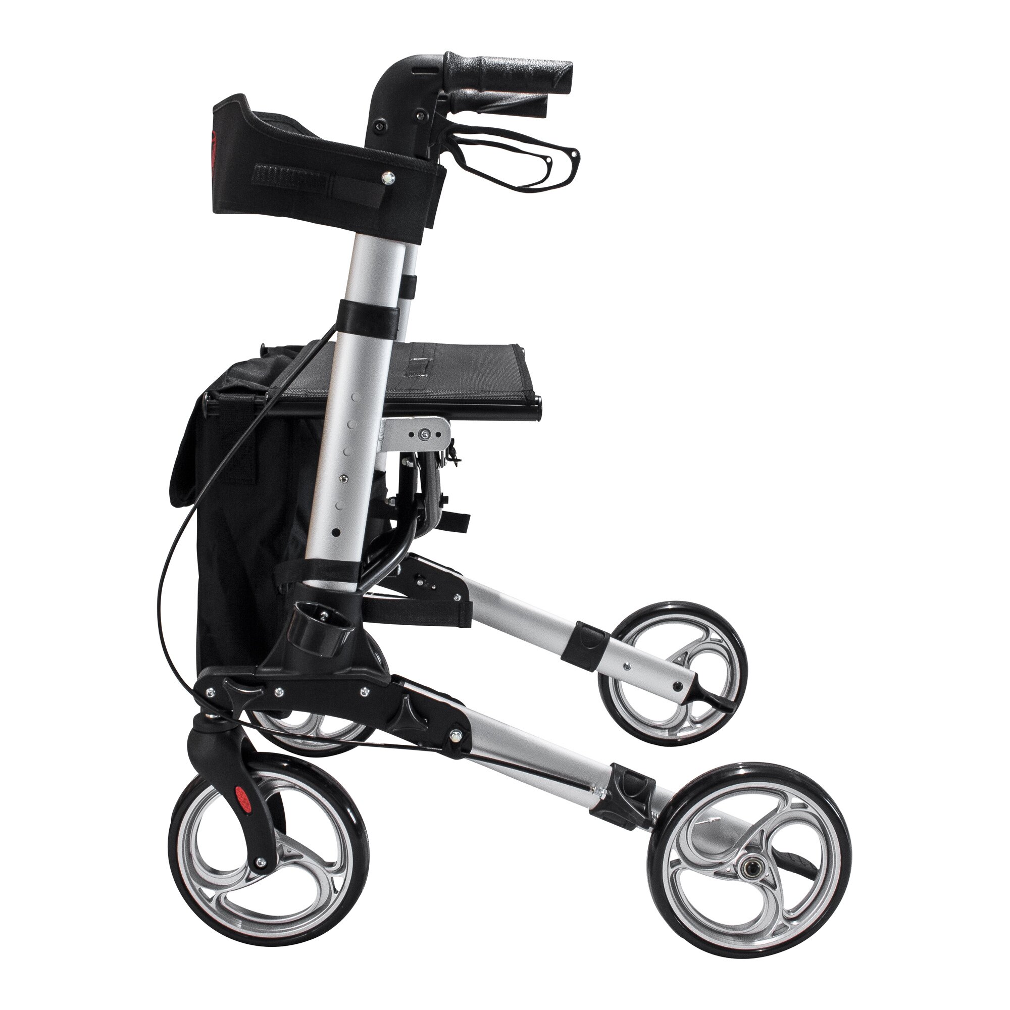 Leichtgewicht-Rollator Premium, Aluminium, mit Rückengurt und Tasche - AT51006 silber schwarz