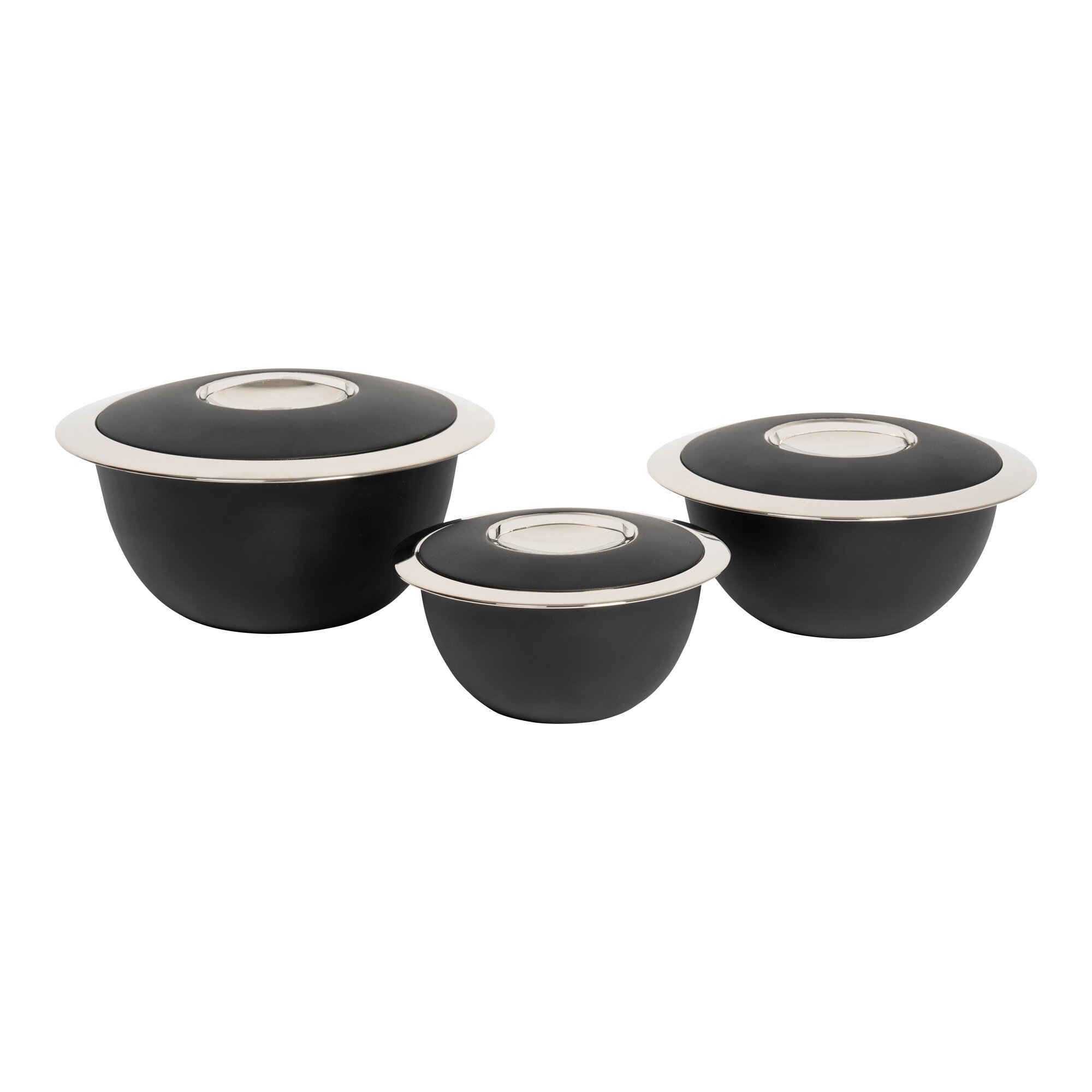 Edelstahl-Thermoschüssel-Set, 3-teilig schwarz