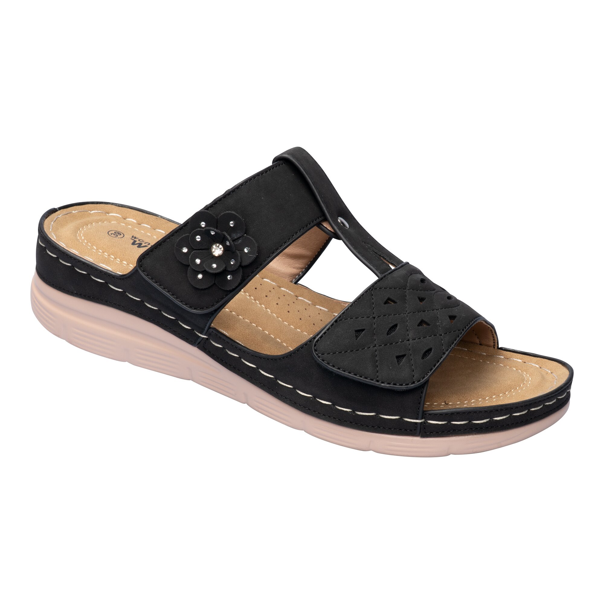 Komfort-Klettpantolette „Paula“ 36 schwarz