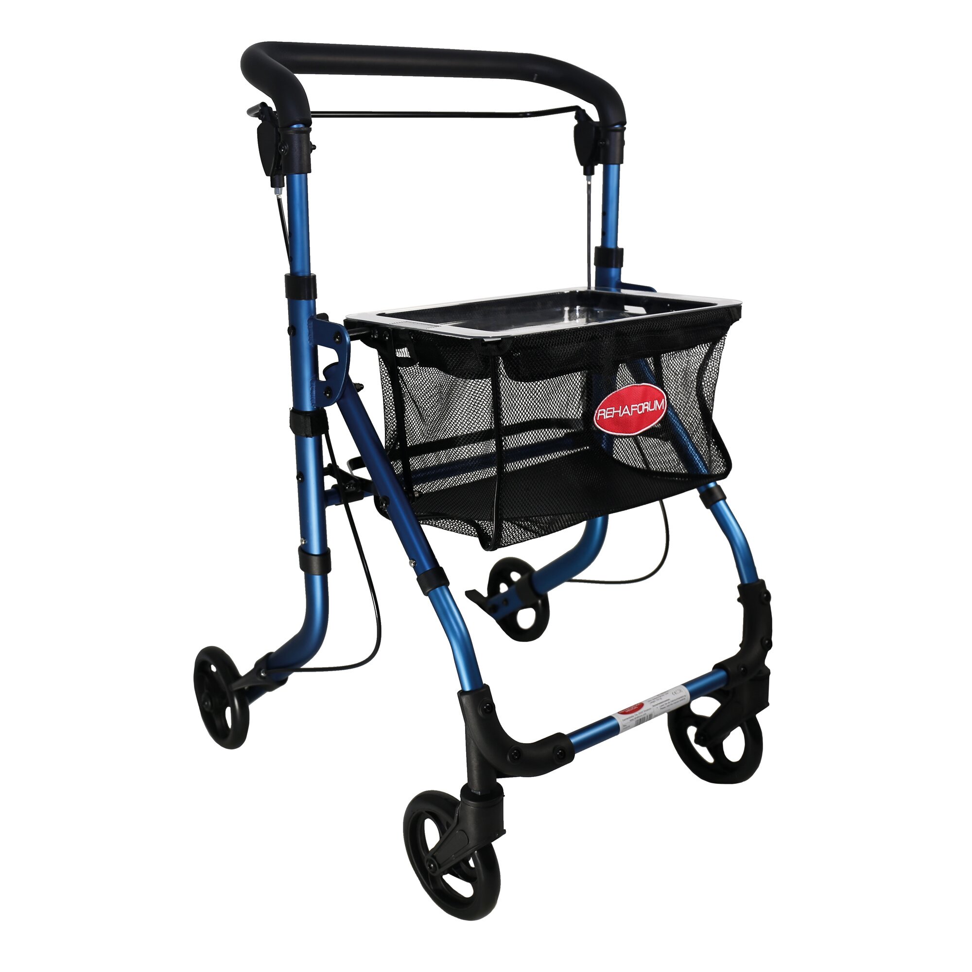 Indoor-Rollator Actimo Home mit Korb und Tablett, schmal, klappbar von blau schwarz