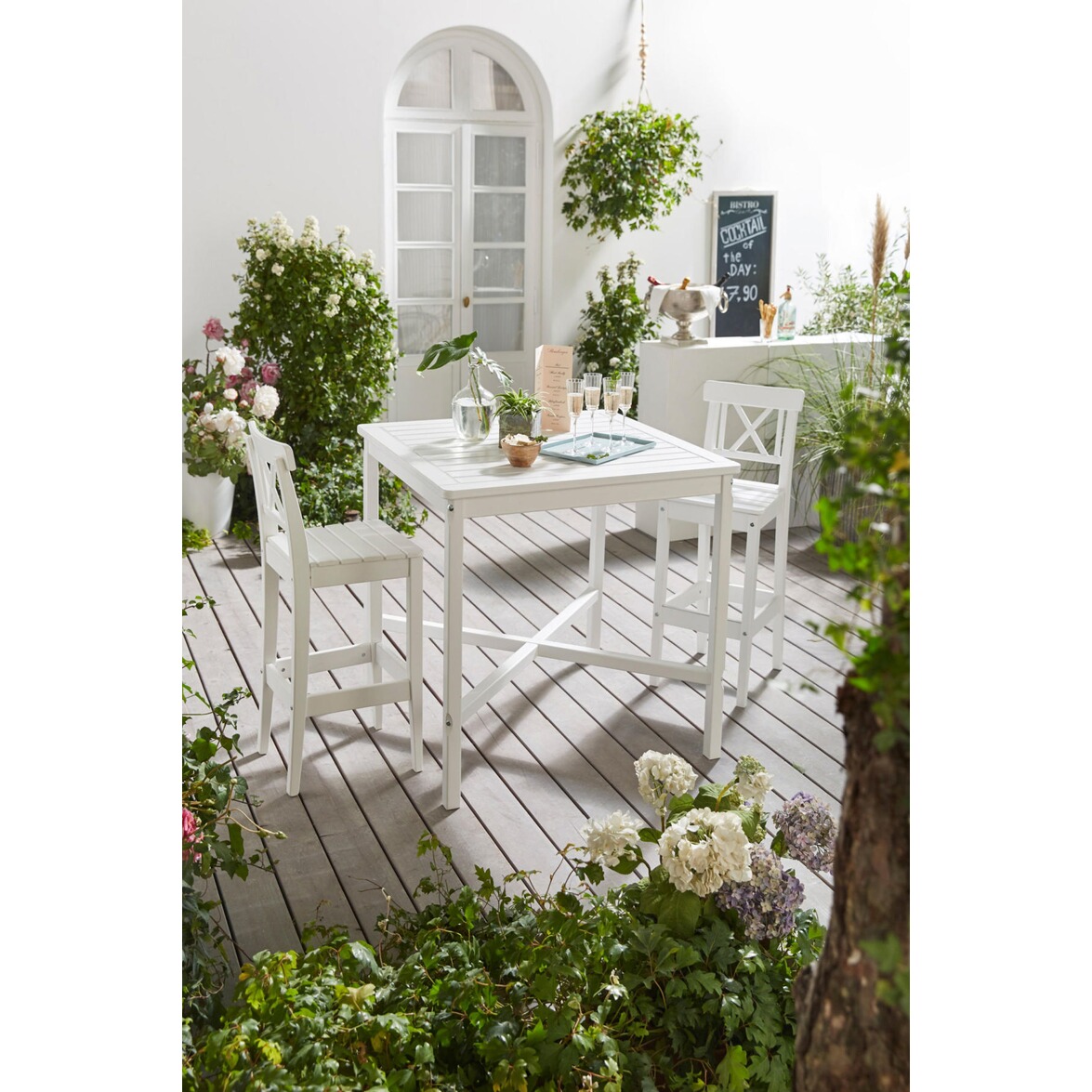 Outdoor-Barstuhl-Set, 2-tlg. Landhaus Weiß online kaufen | Die moderne