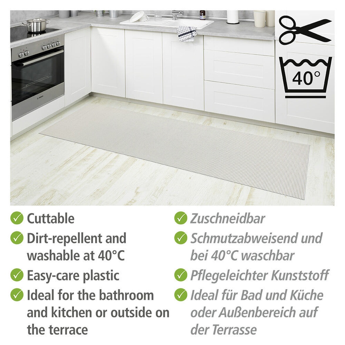 WENKO Badematte Beige, 65 x 200 cm, Weichschaummatte online kaufen
