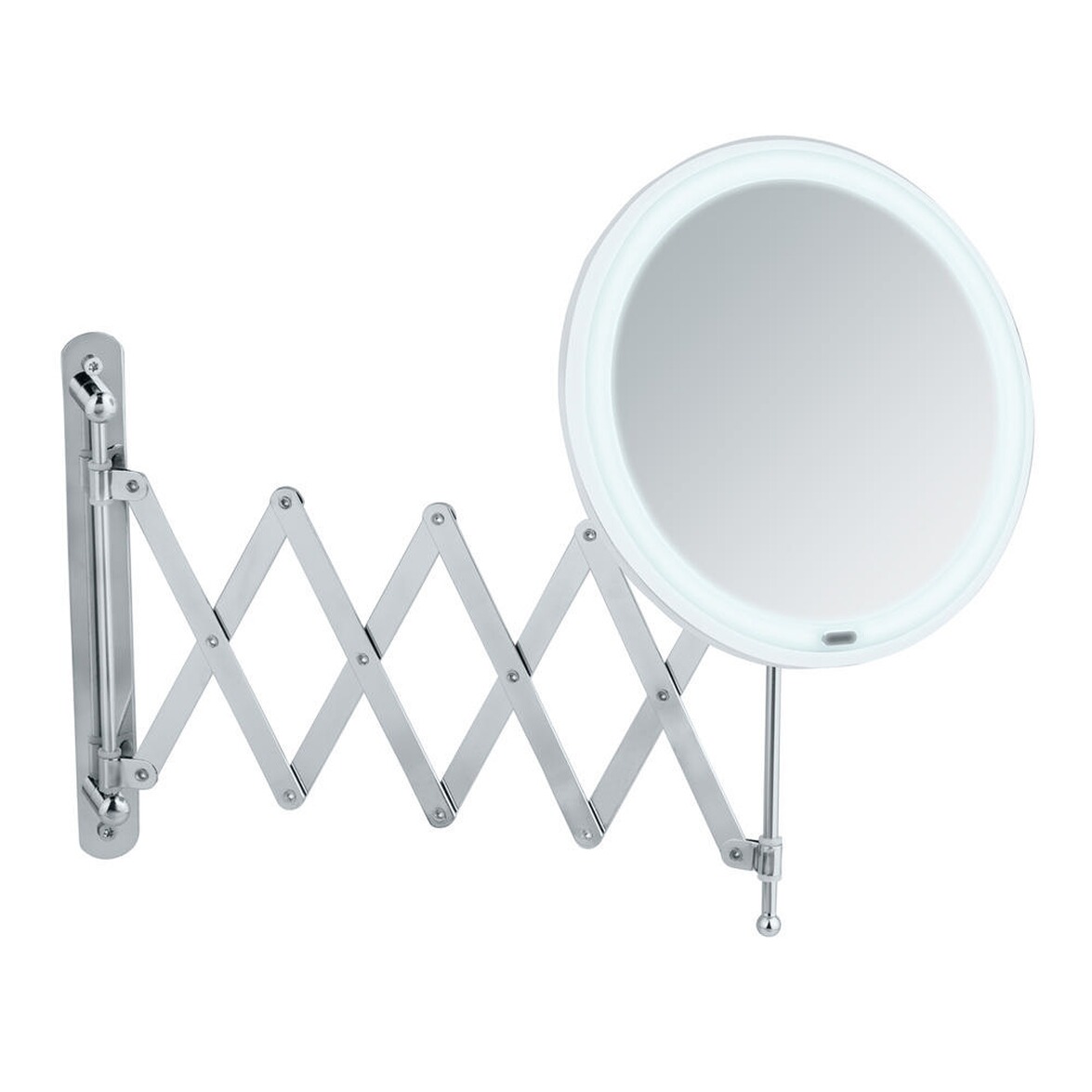 WENKO LED Teleskop-Wandspiegel Barona, Kosmetikspiegel, Leuchtspiegel