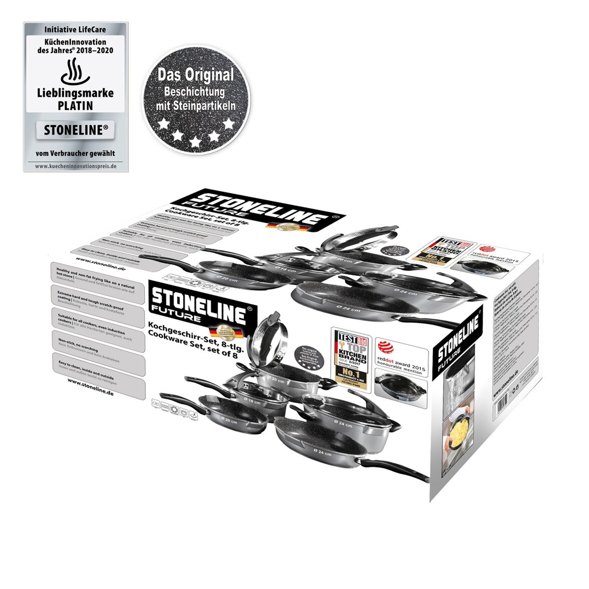 STONELINE Kochgeschirr-Set, 8-tlg., mit Sieb-Glasdeckeln online kaufen