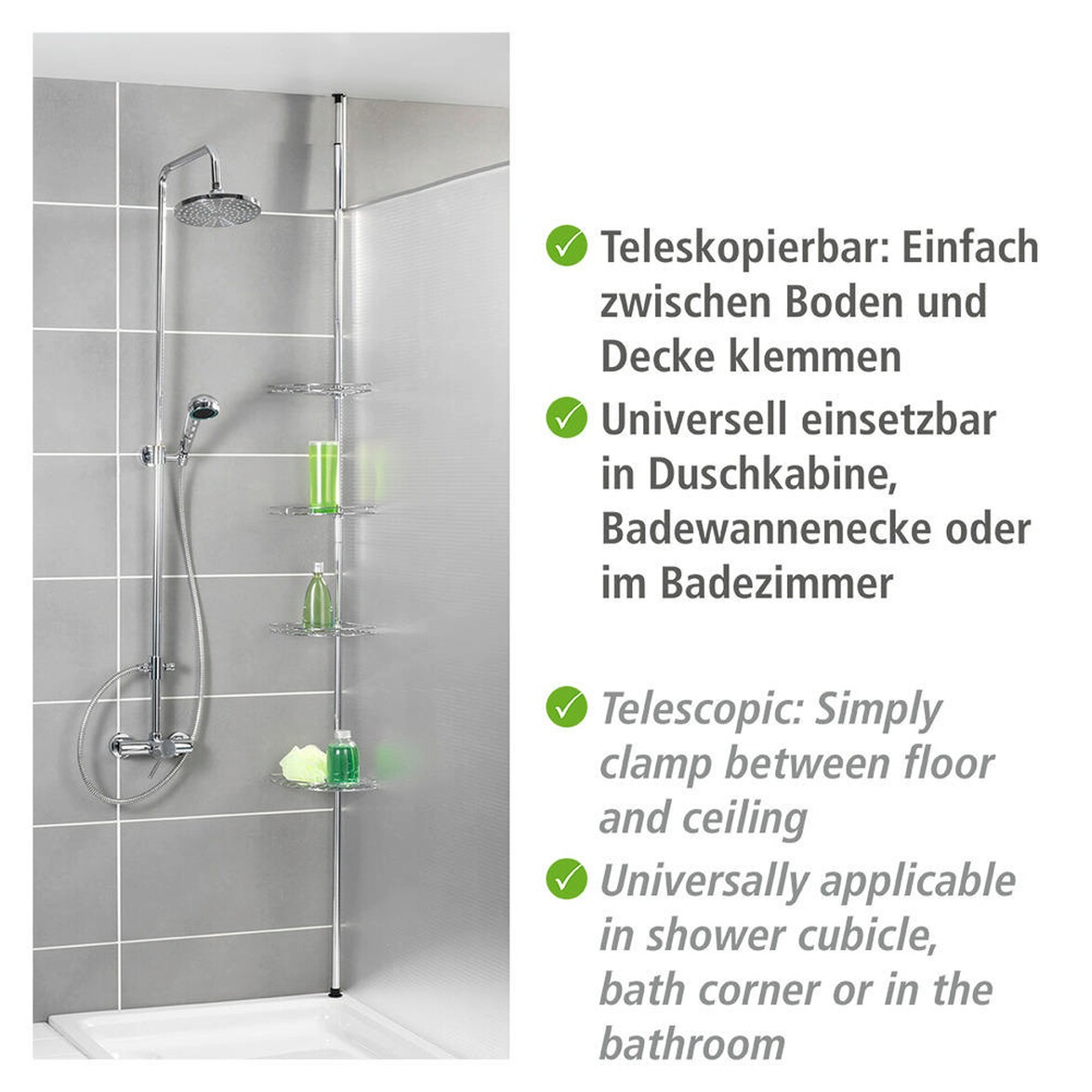 WENKO Teleskop-Duschecke Prea Edelstahl, 4 Körbe, rostfrei online ...