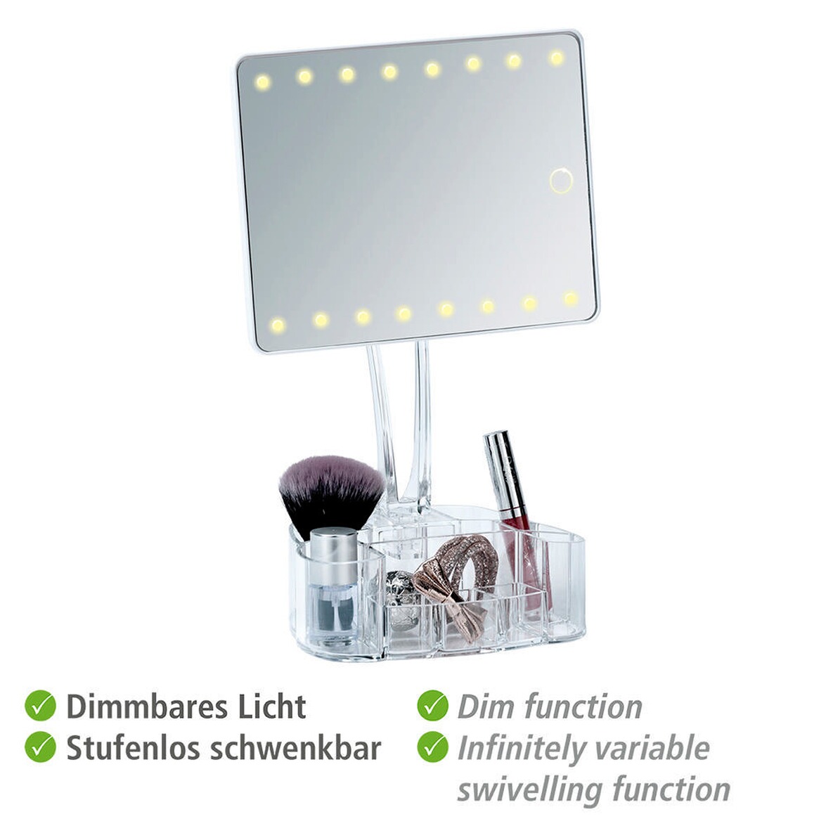 WENKO LED-Standspiegel mit Organizer Trenno, Leuchtspiegel online