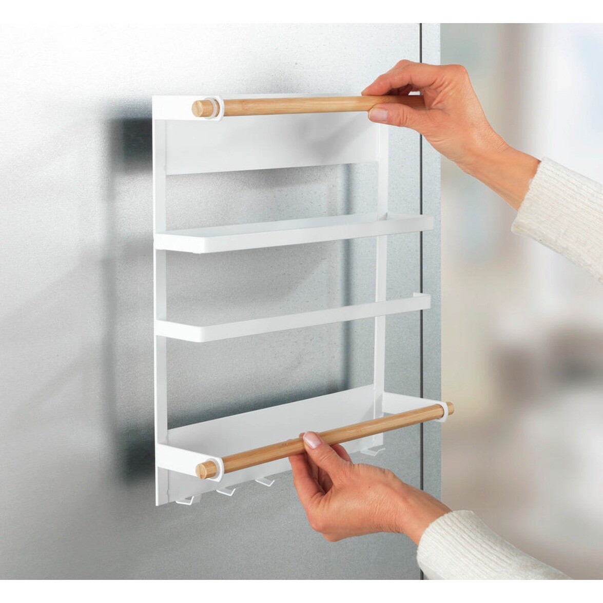 WENKO Küchenregal Magna Weiß, Magnetisches Regal zur Befestigung ohne