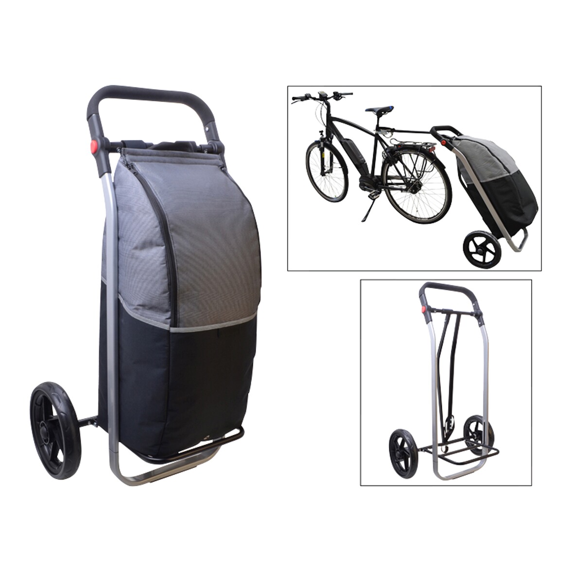Chariot De Courses Pour Vélo HOMCOM - Pliable, Aluminium, Sac 55L Amovible - Remorque Vélo Ou Caddie
