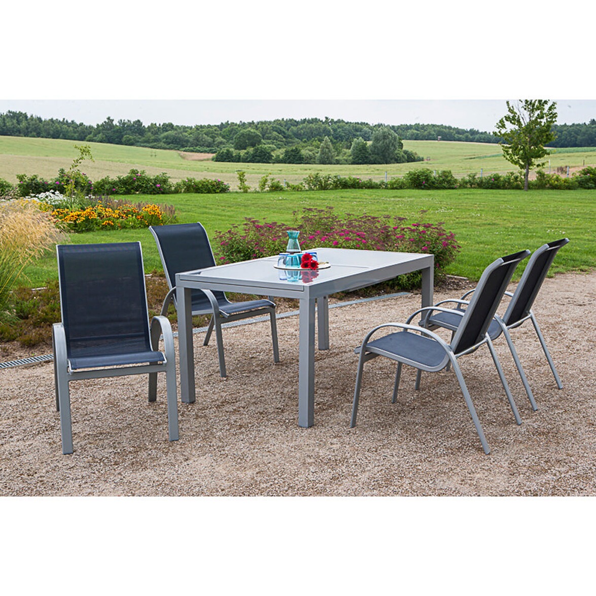 MERXX Gartenmöbel-Set Amalfi, silber/ marine 5 tlg. online kaufen | Die
