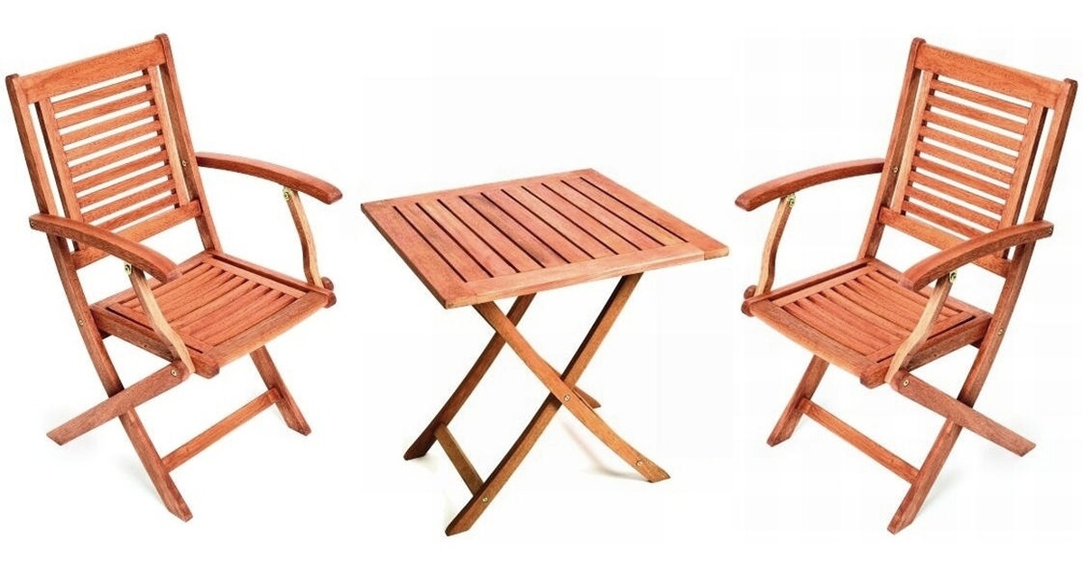 MERXX Gartenmöbel-Set aus Holz, 2 Klappsessel 1 Klapptisch ...