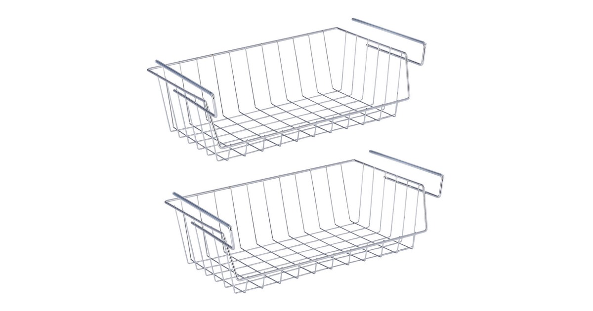 WENKO Regaleinhängekorb, 2er Set, Metallkorb mit Anti-Rutsch-Gummierung