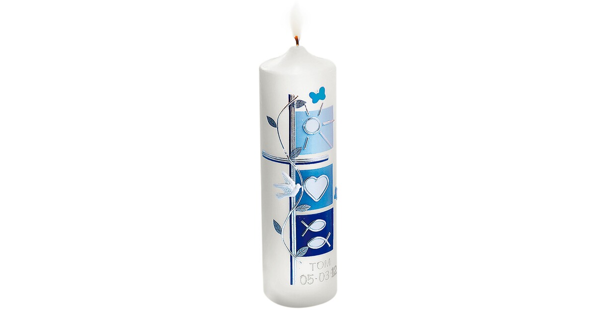 Cierge De Baptême Personnalisable Fille 250mm - Rouge/Argent Avec Accessoires