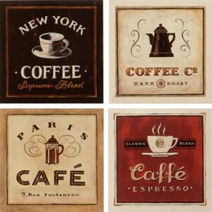 Bilder Kaffee I-IV von A. Staehling, 17x17cm, 4er-Set 1