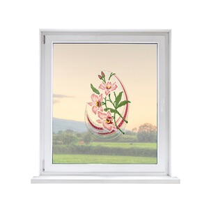 PLAUENER SPITZE  Fensterbild Blume, ca. 34x21 cm