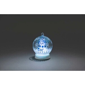 LED-Glaskugel Schneemann mit 3 Funktionen und Farbwechsler