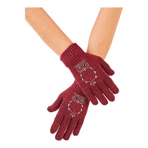 Handschuh "Eule"  bordeaux