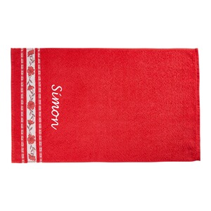 vivaDOMO®  Handtuch "Blume" mit Namen  rot