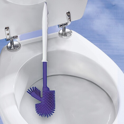 Brosse WC en silicone, brosse de toilettes, balai de toilette et support avec brosse de rechange pourpre 5