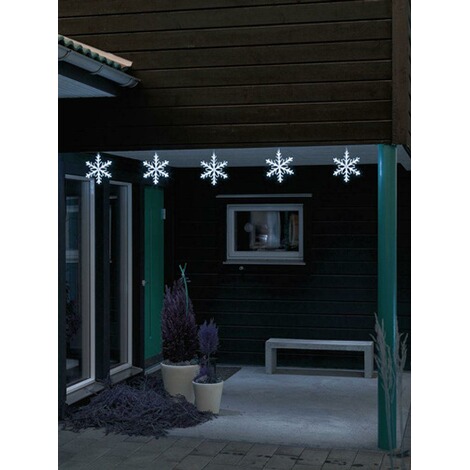 led lichtervorhang mit acryl schneeflocken 5er set online kaufen die moderne hausfrau