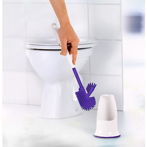 Brosse WC en silicone, brosse de toilettes, balai de toilette et support avec brosse de rechange pourpre 4