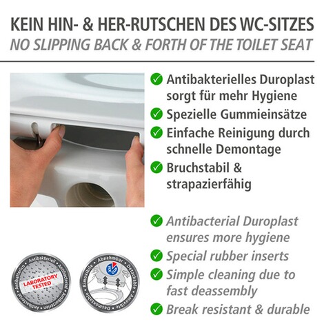 WENKO  Premium WC-Sitz Muschel, aus antibakteriellem Duroplast mit Absenkautomatik 3