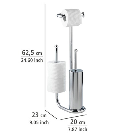 WENKO  Stand WC-Garnitur Universalo Chrom, integrierter Toilettenpapierhalter und WC-Bürstenhalter 4