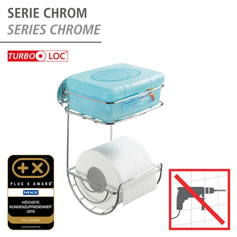 WENKOTurbo-Loc® Toilettenpapierhalter mit Ablage, Befestigen ohne bohren 2