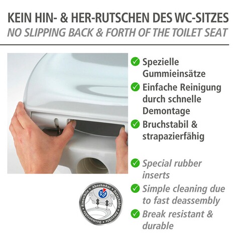 WENKO  Premium WC-Sitz Ottana Granit, aus antibakteriellem Duroplast mit Absenkautomatik 3