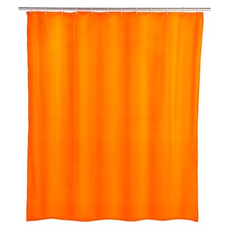 WENKO  Anti-Schimmel Duschvorhang Uni Orange, Textil (Polyester), 180 x 200 cm, waschbar 1