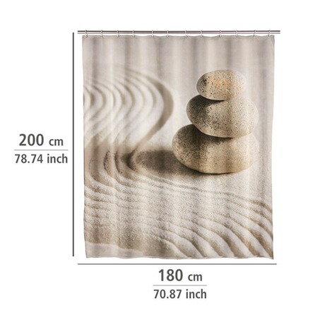 180 x 200 cm waschbar WENKO Duschvorhang Sand & Stone 