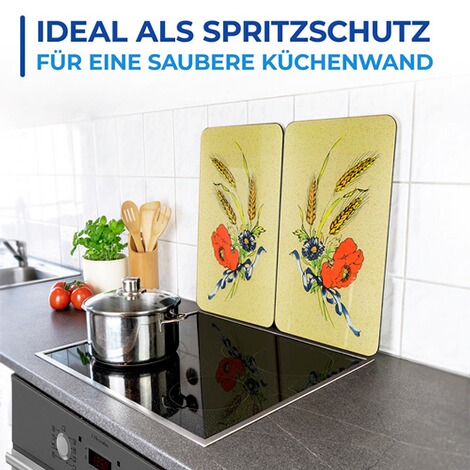 Maximex  Herdabdeckplatte Universal Kornblumen 2er Set, für alle Herdarten 5