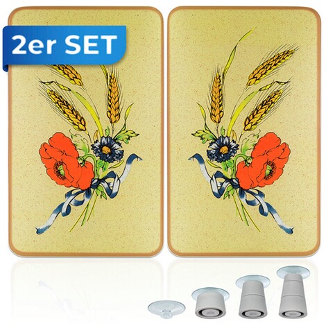 Maximex  Herdabdeckplatte Universal Kornblumen 2er Set, für alle Herdarten 12