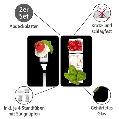 WENKO  Herdabdeckplatte Universal Caprese 2er Set, für alle Herdarten 2