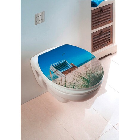 WENKOPremium WC-Sitz Hochglanz Acryl Strandkorb, aus antibakteriellem Duroplast, Absenkautomatik, Fix-Clip Hygiene Befestigung 4