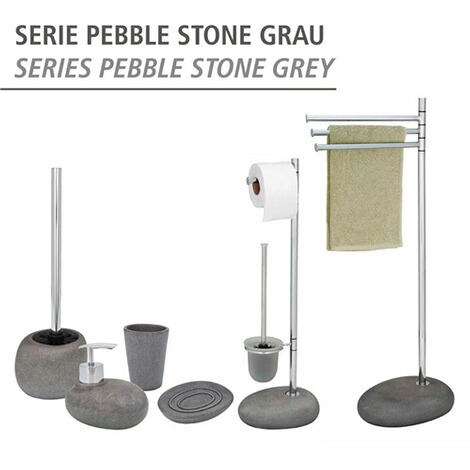 WENKO  Bad-Accessoire-Set Pebble Stone Grey 3-teilig 7