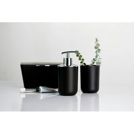 WENKO  Bad-Accessoire-Set Brasil Schwarz 3-teilig, bruchsicher 8