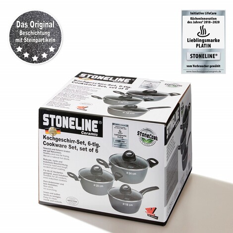 STONELINE  Kochgeschirr-Set, 6-tlg. mit Glasdeckeln 7
