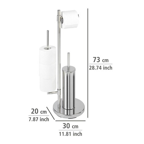 WENKO  Stand WC-Garnitur Universalo Neo Edelstahl, integrierter Toilettenpapierhalter und WC-Bürstenhalter, rostfrei 5