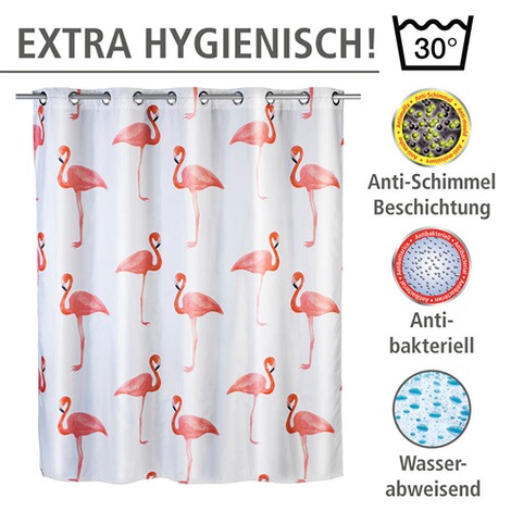 WENKO  Anti-Schimmel Duschvorhang Flamingo Flex, Textil (Polyester), 180 x 200 cm, waschbar 3