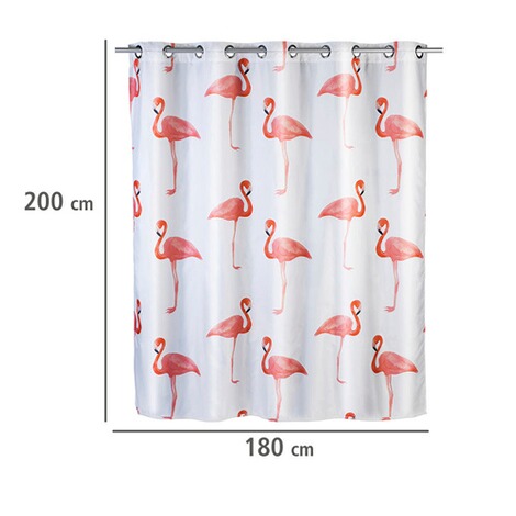 WENKO  Anti-Schimmel Duschvorhang Flamingo Flex, Textil (Polyester), 180 x 200 cm, waschbar 5