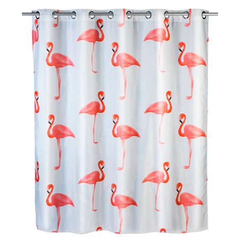 WENKO  Anti-Schimmel Duschvorhang Flamingo Flex, Textil (Polyester), 180 x 200 cm, waschbar 1