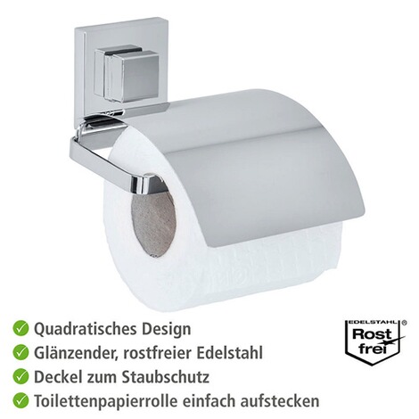 WENKOVacuum-Loc® Toilettenpapierhalter Cover Quadro Edelstahl, Befestigen ohne bohren 3