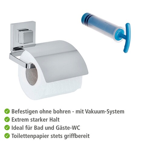 WENKOVacuum-Loc® Toilettenpapierhalter Cover Quadro Edelstahl, Befestigen ohne bohren 4