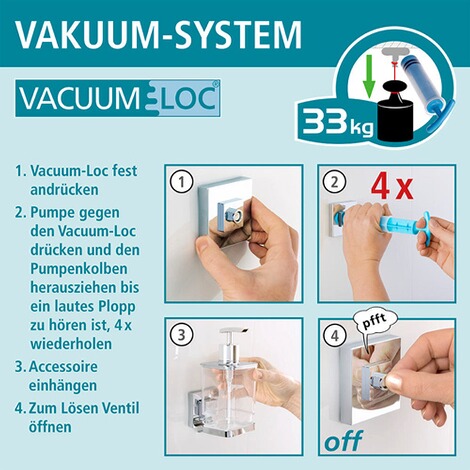 WENKOVacuum-Loc® Toilettenpapierhalter Cover Quadro Edelstahl, Befestigen ohne bohren 6
