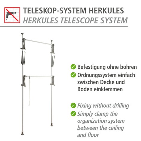 WENKO  Teleskop-System Herkules Flex, verstellbares Ordnungssystem, Garderoben-System 4