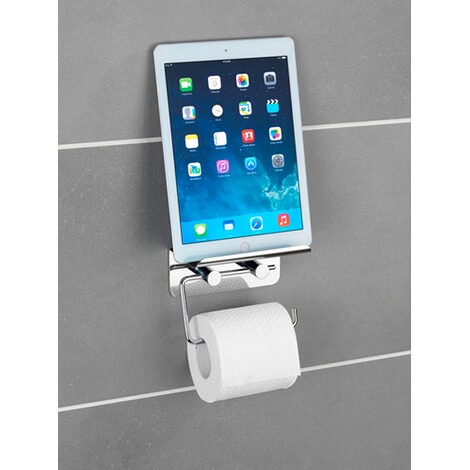 WENKO  Toilettenpapierhalter mit Smartphone-Ablage Edelstahl, rostfrei 10
